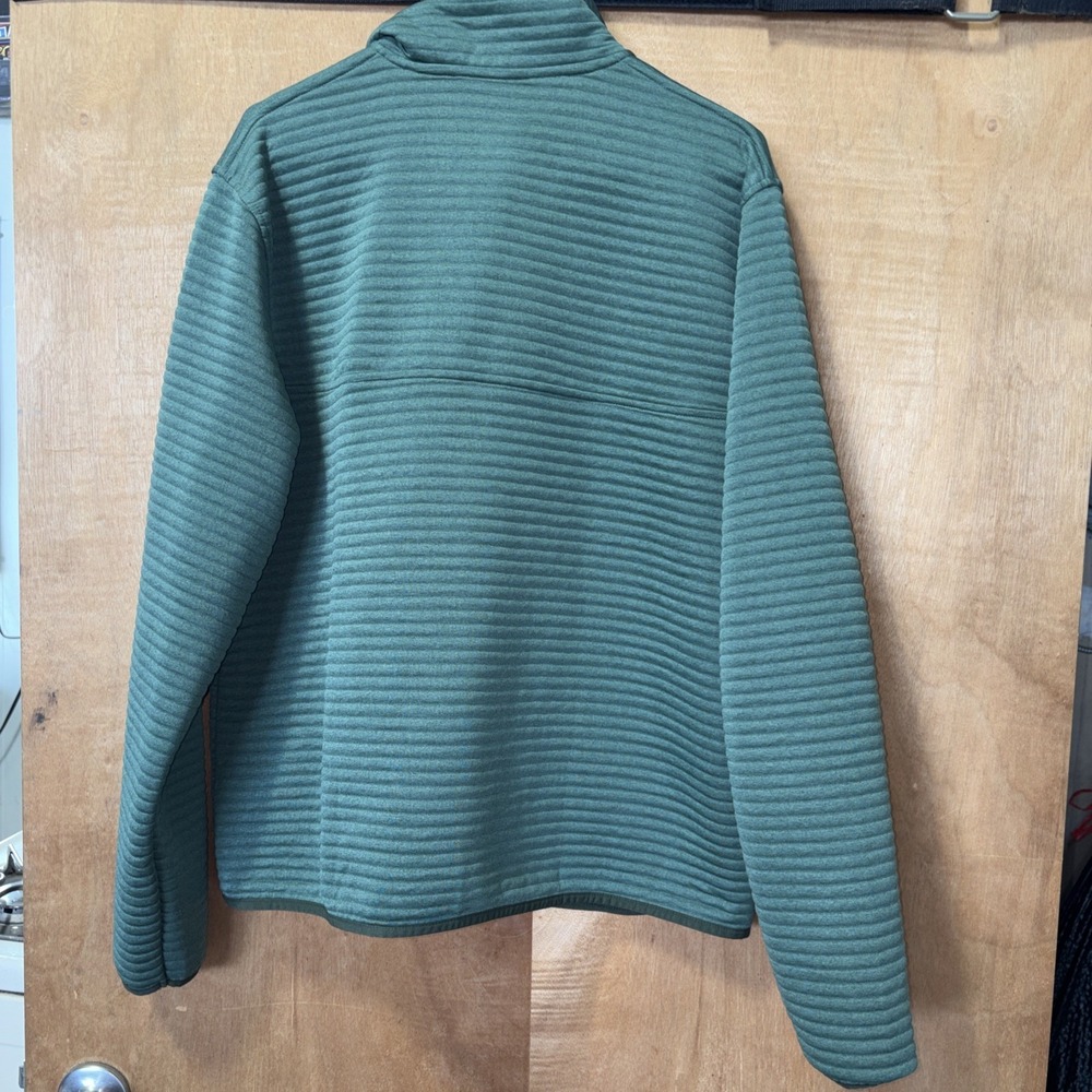 L.L. Bean Airlight Knit Pullover Men's Large Green Snap Mock Neck Quilted - Picture 5 of 9